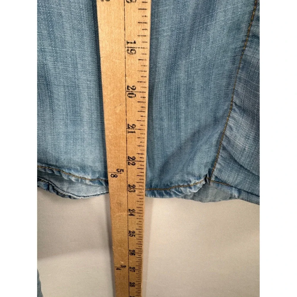 Cloth & Stone Button Down chambray Shirt sz S blue‎ roll tab sleeve coastal